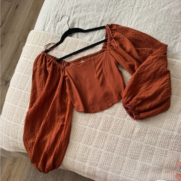 Urban Outfitters Terracotta Off-Shoulder Blouse - Picture 1 of 2